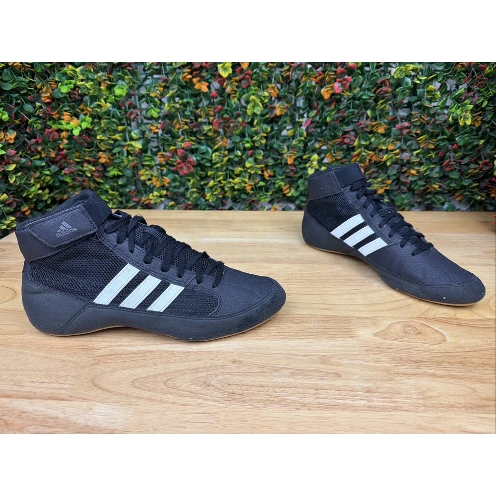 Adidas HVC 2 Wrestling Shoes‎ Boxing MMA Ankle Strap AQ3325 Black Men's 7.5
